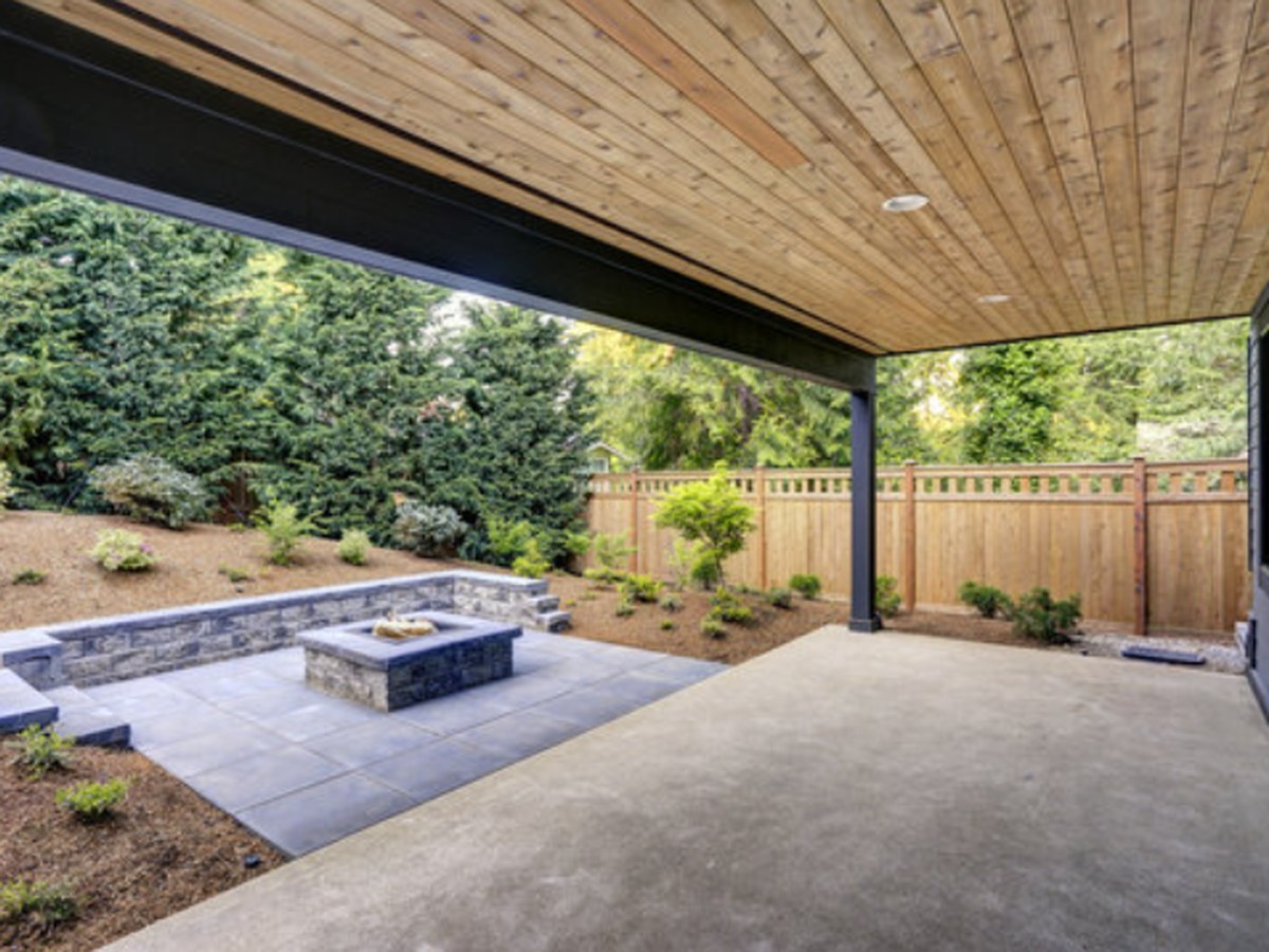 Clean, empty backyard after hot tub removal